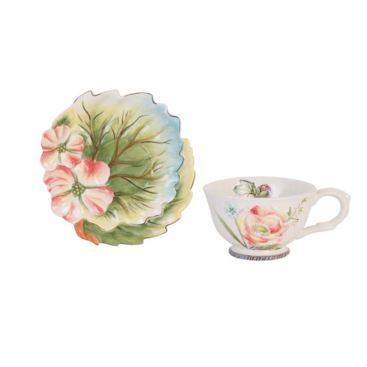 Fitz and Floyd® Mikasa® Pfaltzgraff® - Wholesale Tea Set - Fitz & Floyd English Garden TC/Sauc Set S2 Brown Bx Pkg