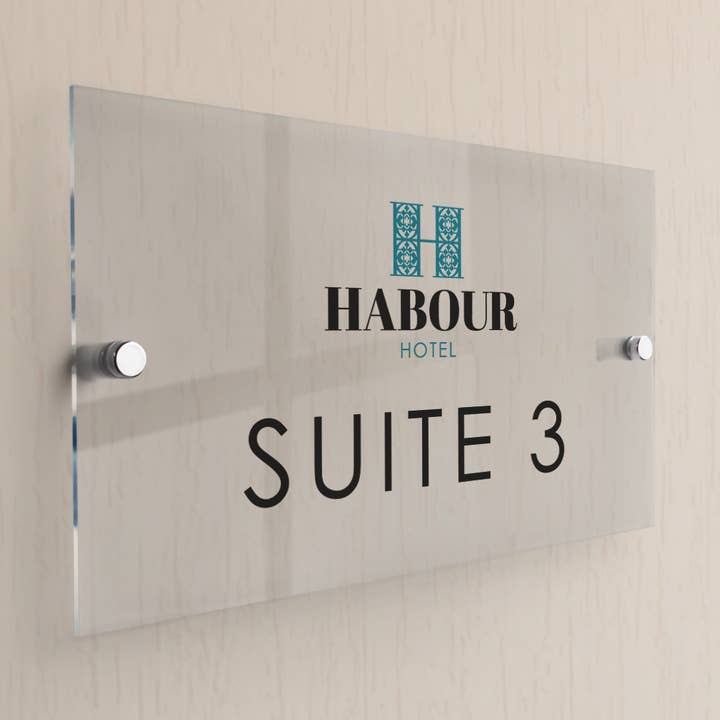 Logo Branded Acrylic Wall Door Signs for wholesale by Love Lumi Ltd