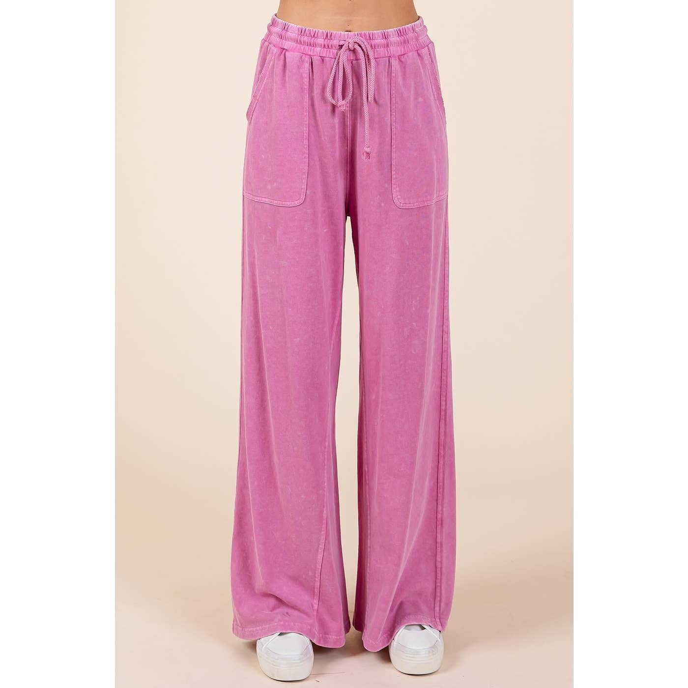 mittoshop - Wholesale Pants - Women's - MINERAL WASH FRENCH TERRY WIDE LEG PANTS36