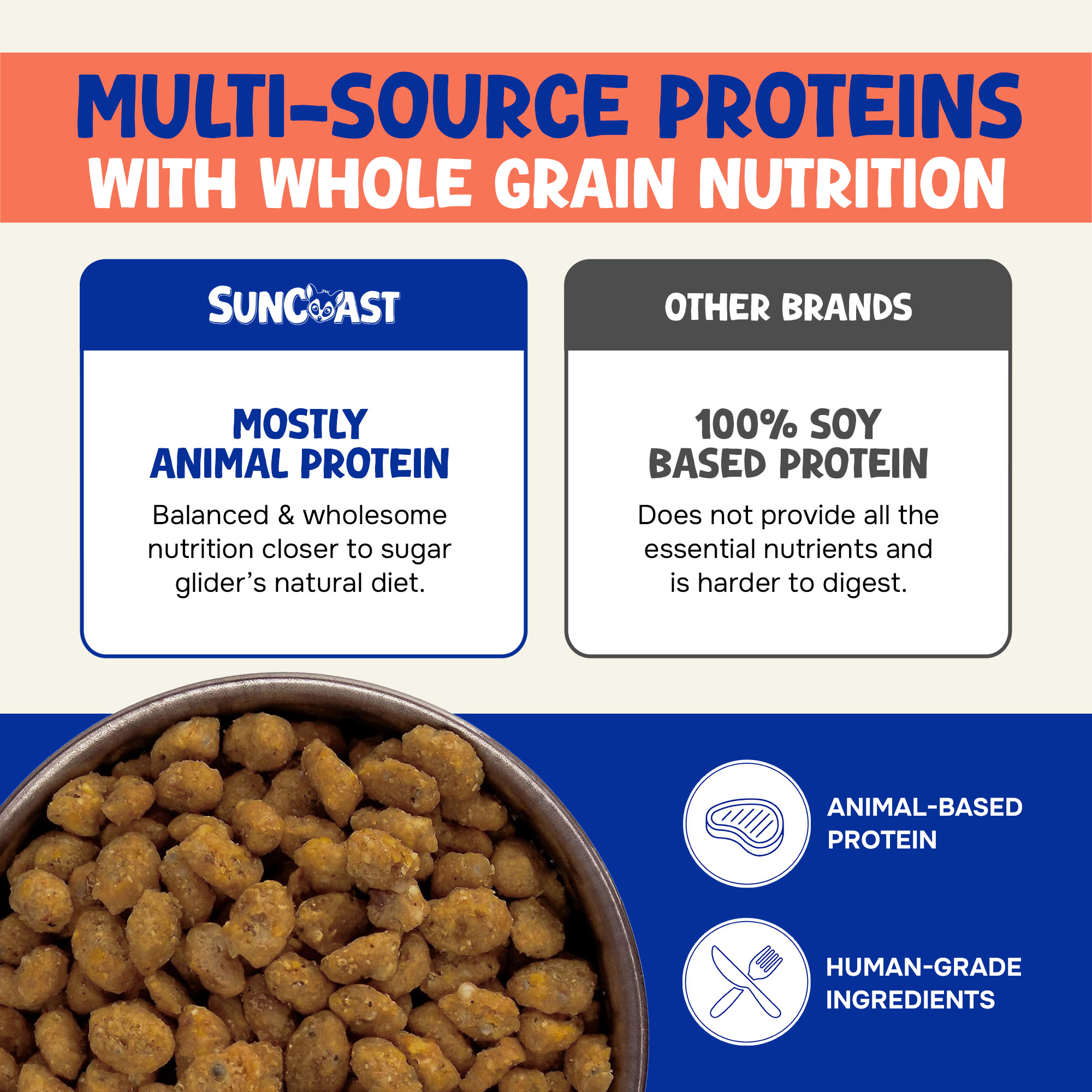 Suncoast Sugar Gliders - Wholesale Pet Food - Not Cat/Dog - Happy Glider Honey & Peach Flavor (3 lbs)2