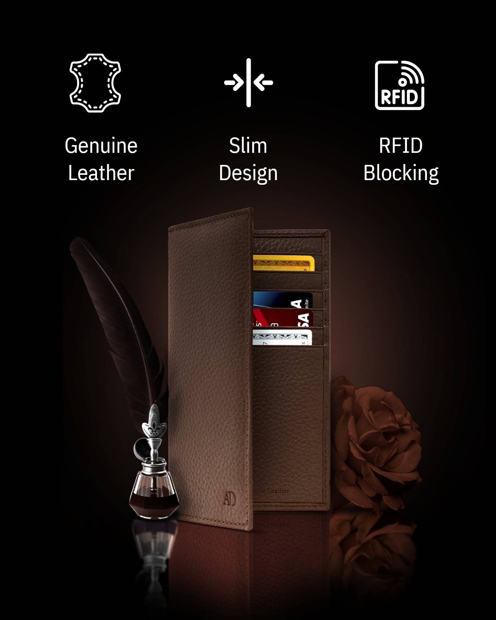 Access Denied Accessories - Wholesale Wallet - Unisex - Genuine Leather Checkbook Cover For Women &Men RFID Blocking61