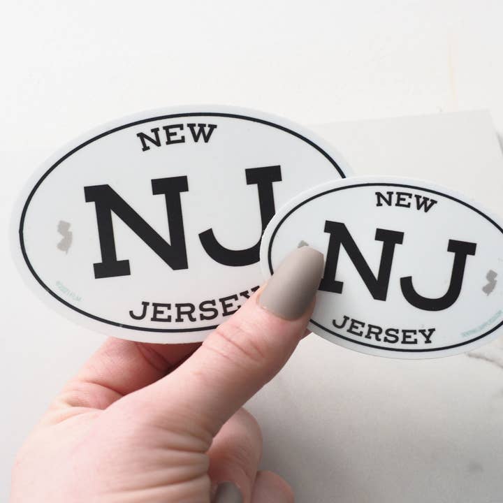 Sentinel Supply - Wholesale Sticker - White Oval New Jersey Bumper Stickers - 3" & 4" NJ Decals1
