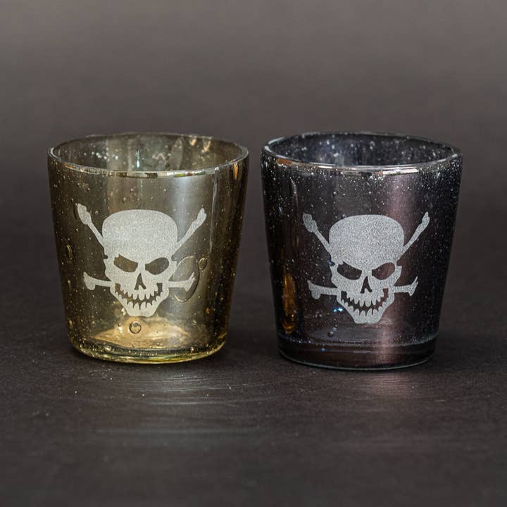 Portavelas de té de cristal Skull para venta al por mayor de India Handicrafts Inc