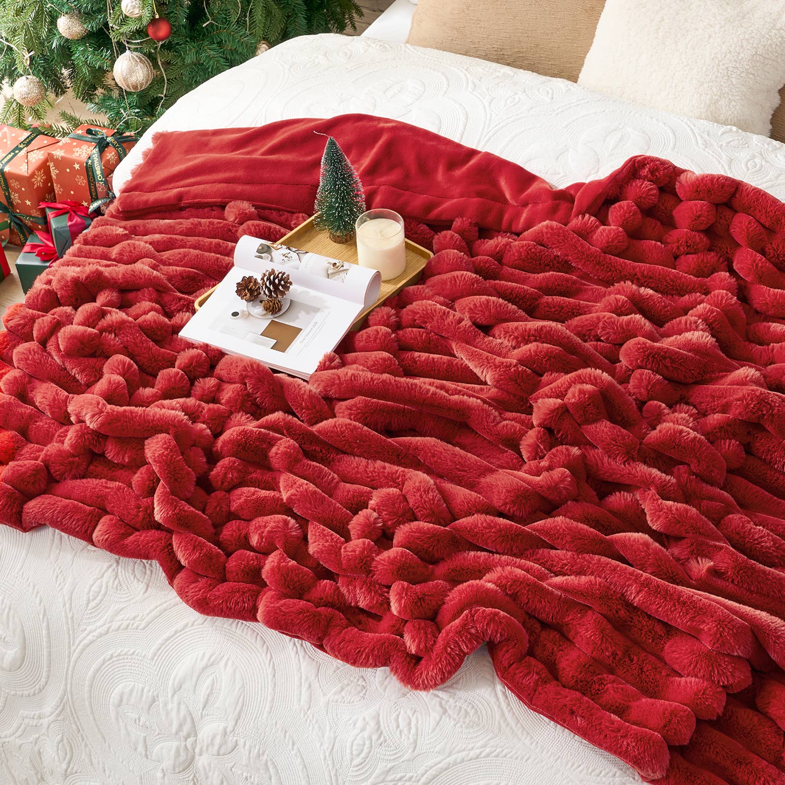 DreamValley - Wholesale Throw Blanket - CB Striped Faux Fur Warm Plush Throw Blanket15