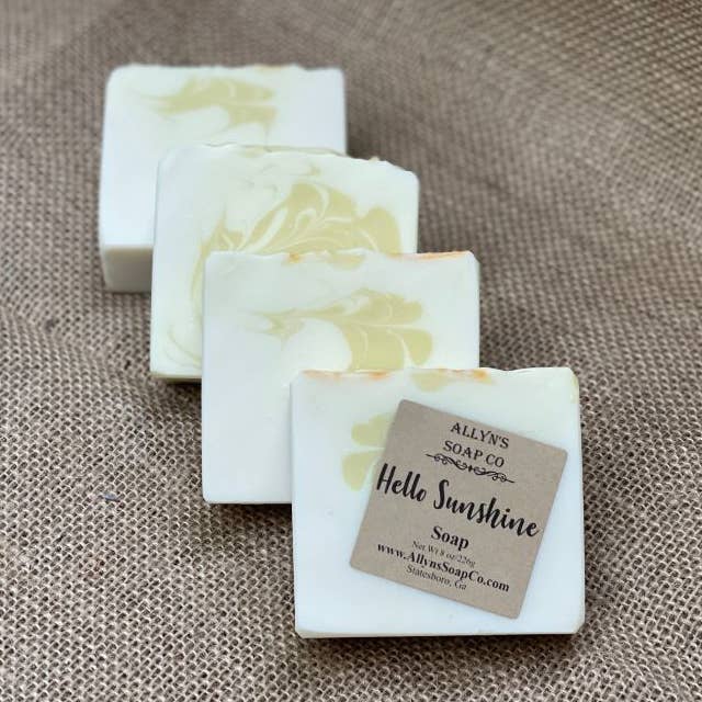 Hello Sunshine Bar Soap for wholesale by Allyn’s Soap Co.