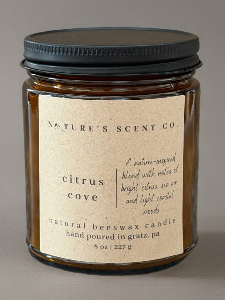 Citrus Cove | Bougie en cire d'abeille inspirée par la nature | Fait main pour la vente par Nature’s Scent Co