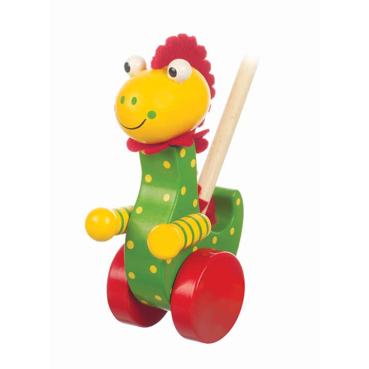 Dinosaur Wooden Push Along for wholesale by Orange Tree Toys