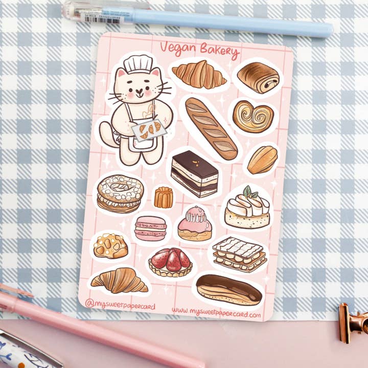 My Sweet Paper Card - Wholesale Sticker - A6 Vegan Bakery Stickers - Planner Stickers