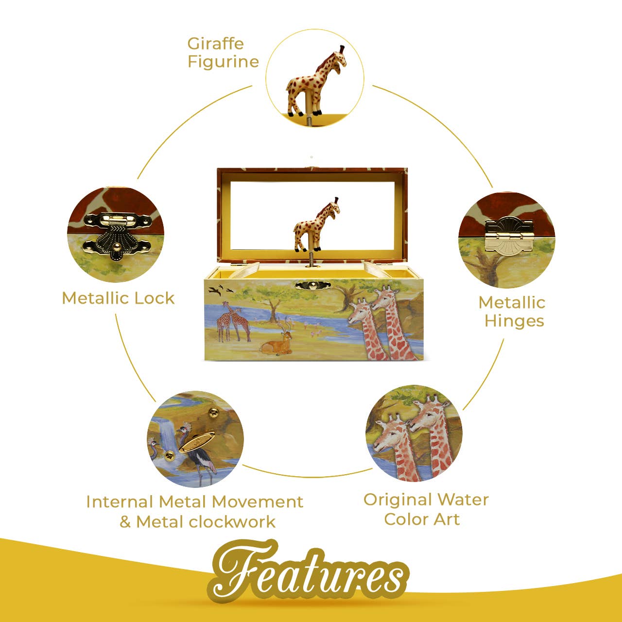 Enchantmints – wholesale Musikdosa - Barn och baby – Ny! Musiklåda med giraff, utdragslådor och spegel4