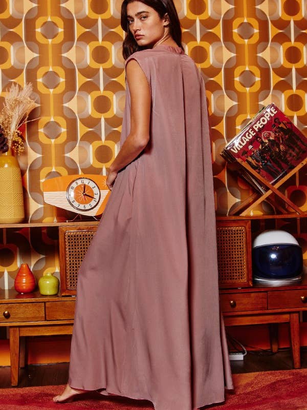 Dark mauve R5120-1R Wide Leg Solid Satin Jumpsuit for wholesale on Faire12