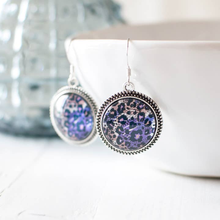 Purple Leopard Print Earrings for wholesale by Juju Treasures