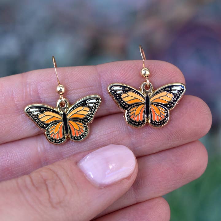 Botanical Bright - Wholesale Dangle Earrings - Monarch Butterfly Dangle Earrings