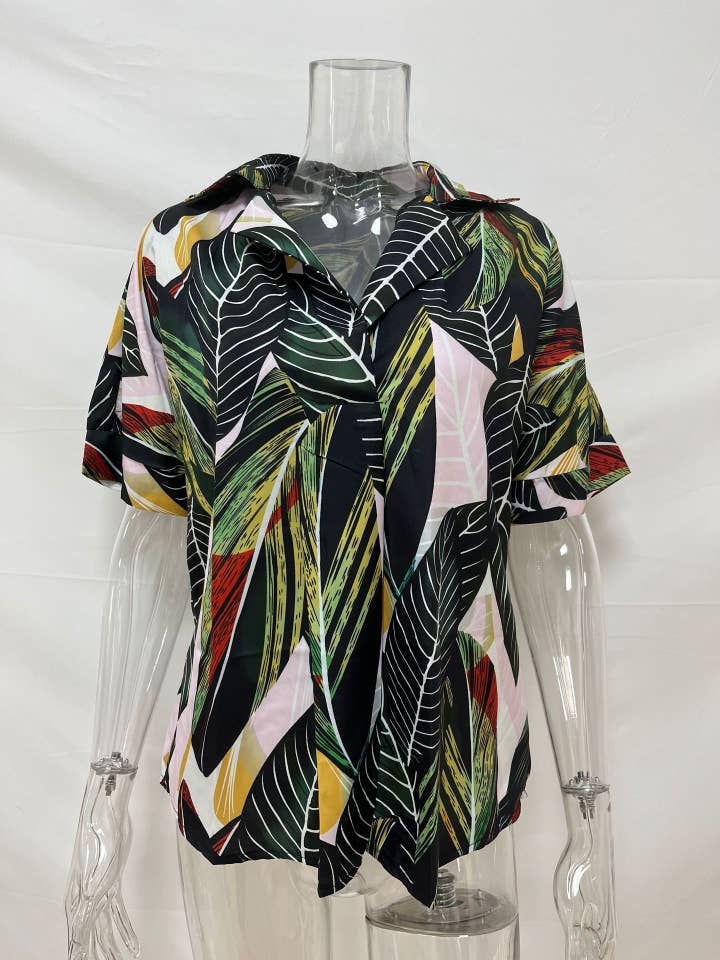 Rosa Clothing - Wholesale Blouse - Women's - Summer top V-neck print t-shirt