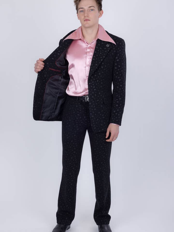 BARABAS - Venta al por mayor Conjunto de vestir - Hombre - Traje de Hombre con Lunares Geométricos y Solapa de Muesca 5SU346