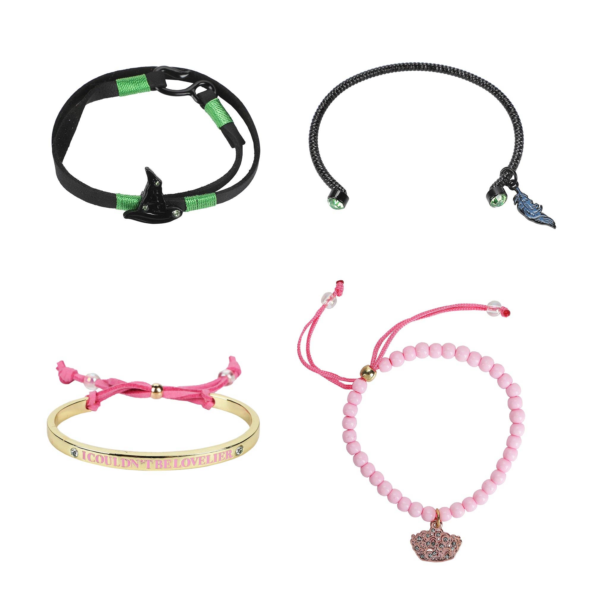 Bioworld Merchandising - Wholesale Jewelry Set - Wicked: Glinda and Elphaba Arm Party 4 Pack Bracelet Set1