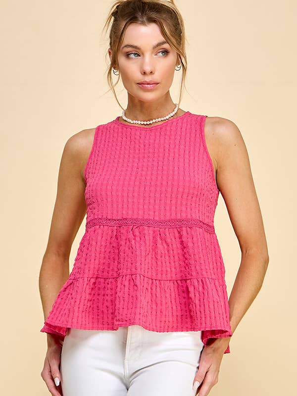 Heart & Hips - Wholesale Blouse - Women's - WK50480 - BABYDOLL TIER BUBLLE WOVEN TOP WITH TIE BACK5