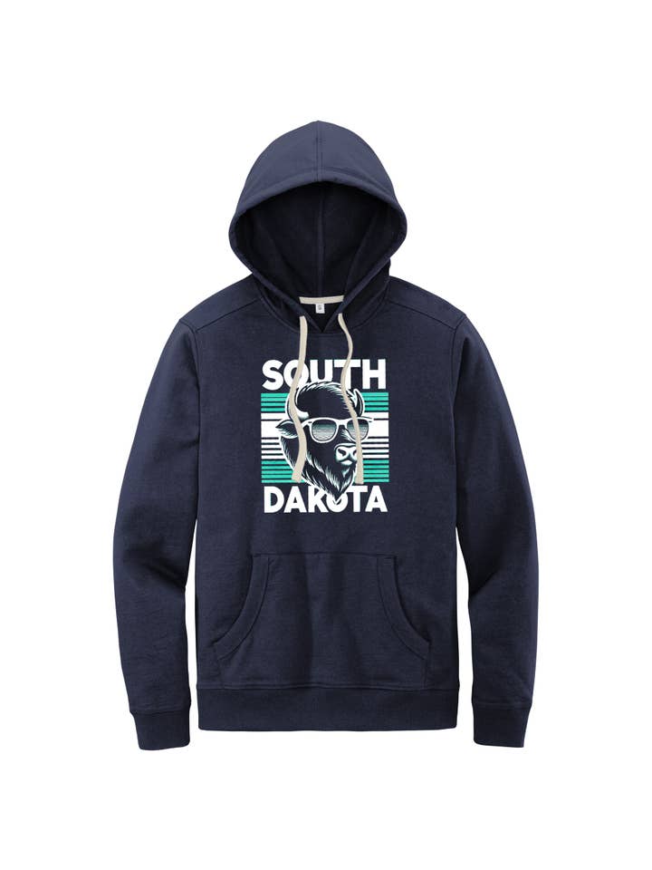 True Navy South Dakota Bison Glint Sunglasses - Re-Fleece Hoodie for wholesale on Faire