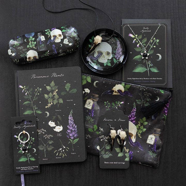 Something Different Wholesale - Wholesale Everyday Greeting Card - Deadly Nightshade Necklace with Black Obsidian on Greeting Card