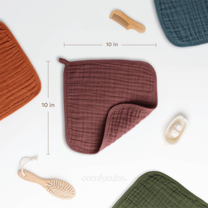 Comfy Cubs - Wholesale Wash cloth – Child & baby - Muslin Baby Washcloths, Soft 10"x10" Cotton by Comfy Cubs103