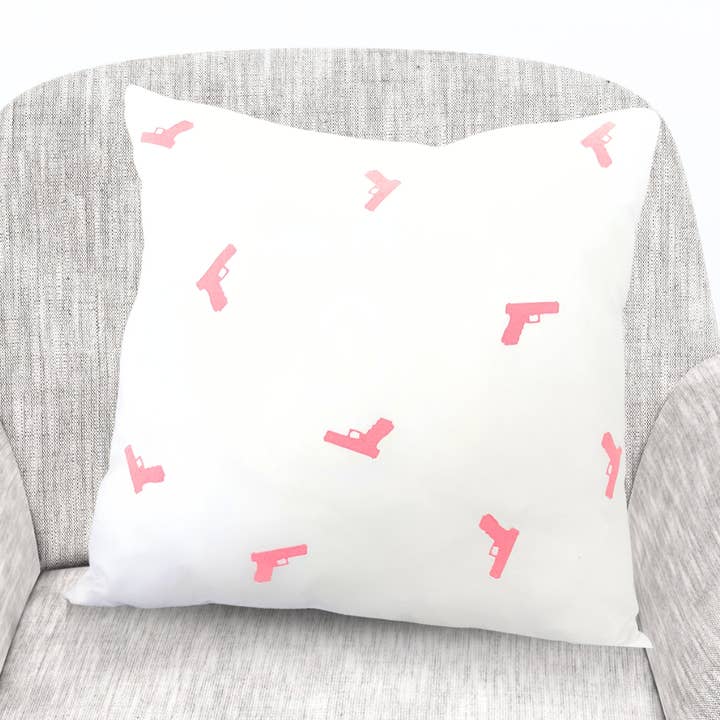 Pink Confetti Guns Dry Fire Pillow for wholesale by Armed In Style