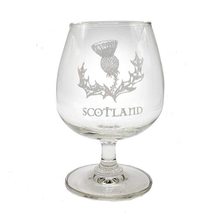 Scotland Thistle 12oz Engraved Brandy Snifter Glass for wholesale by Lyoncraft