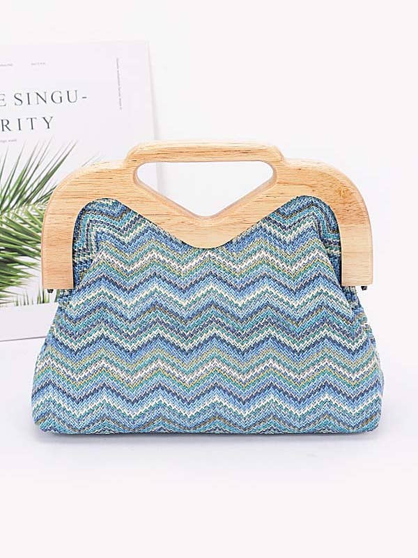 Faux-Stroh-Holzrahmen-Clutch für den Großhandel von Shop Neighbors