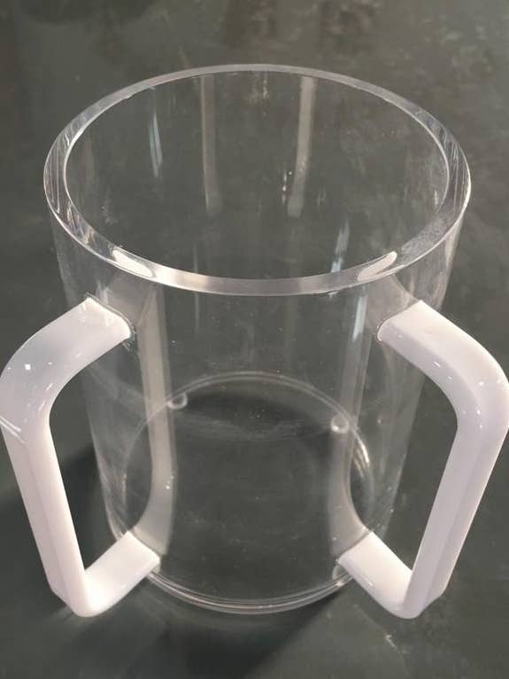 Simply Brilliant Acrylic Washing Cup with White Handles for wholesale by DesignStyles Home