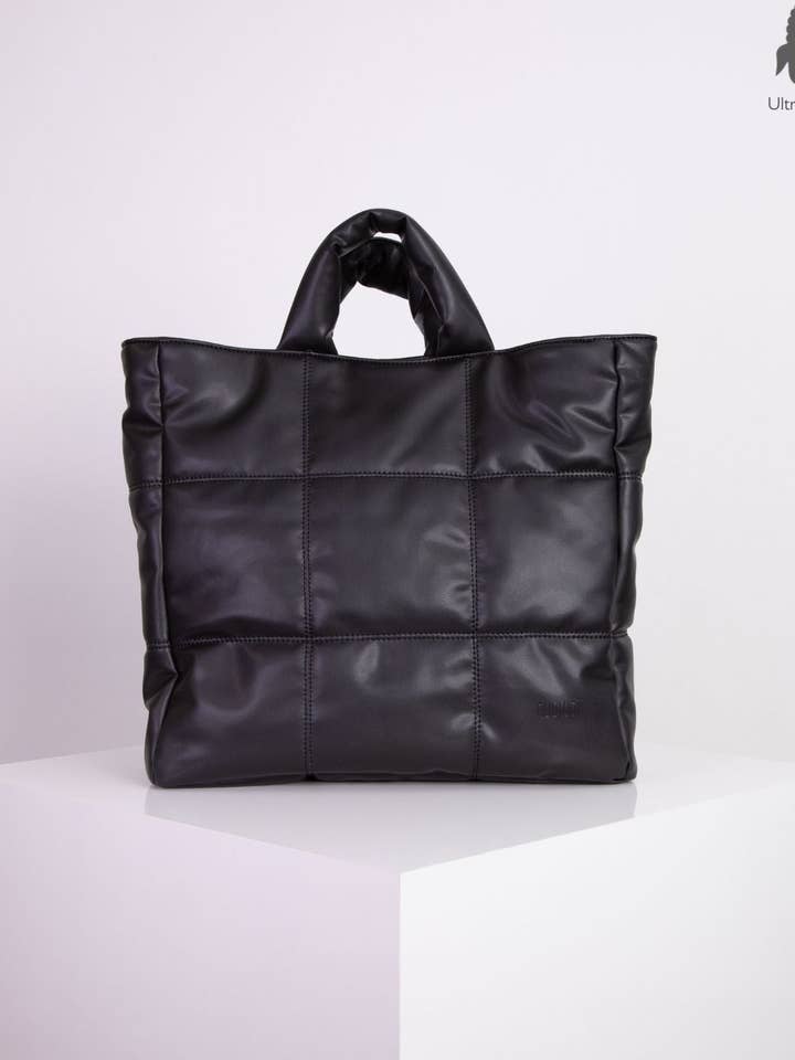 nuuwaï - Vegan Quilted Handbag - LINN deep black for wholesale by nuuwaï