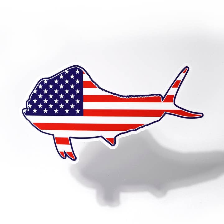 Adesivo con bandiera americana Mahi Fish per la vendita all'ingrosso da parte di Real Sticky