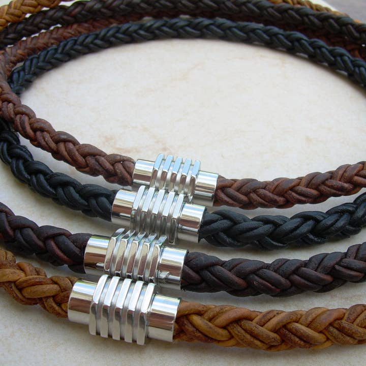 Urban Survival Gear USA - Wholesale Jewelry - Men's - Mens Leather Necklace, Mens Necklace, Mens Jewelry, Stainless Steel Magnetic Clasp, Groomsmen, Fathers Day, Mens Gift, Groom4