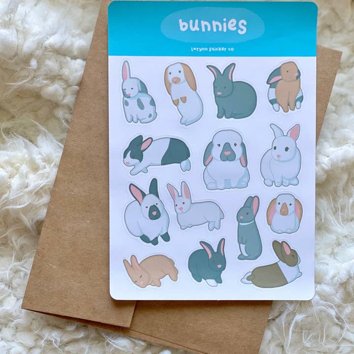 Hoja de pegatinas de conejitos para venta al por mayor de LaRynn Sticker Co.