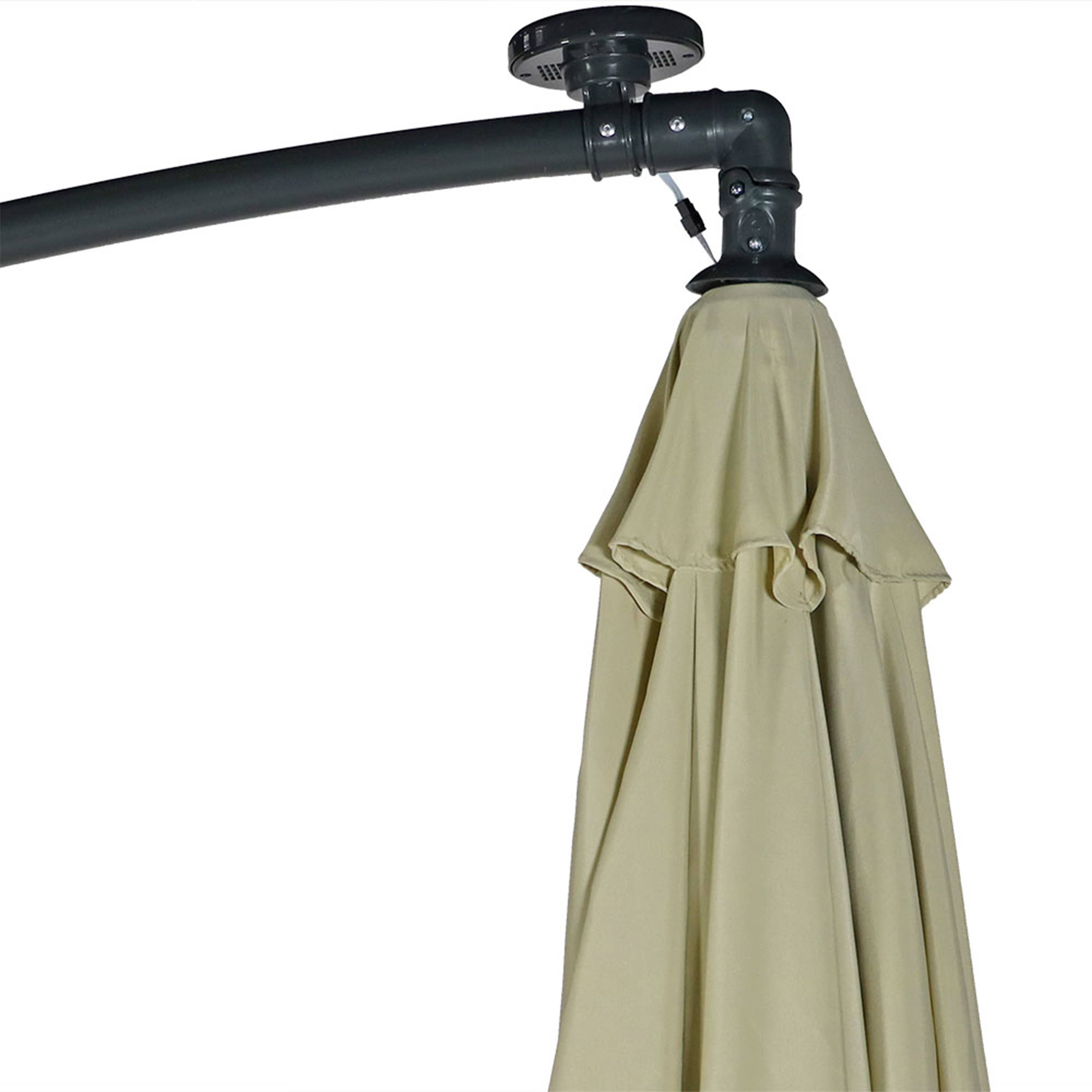 Sunnydaze Decor - Wholesale Patio Umbrella - 10 ft Solar Offest Steel Patio Umbrella with Crank - Beige11