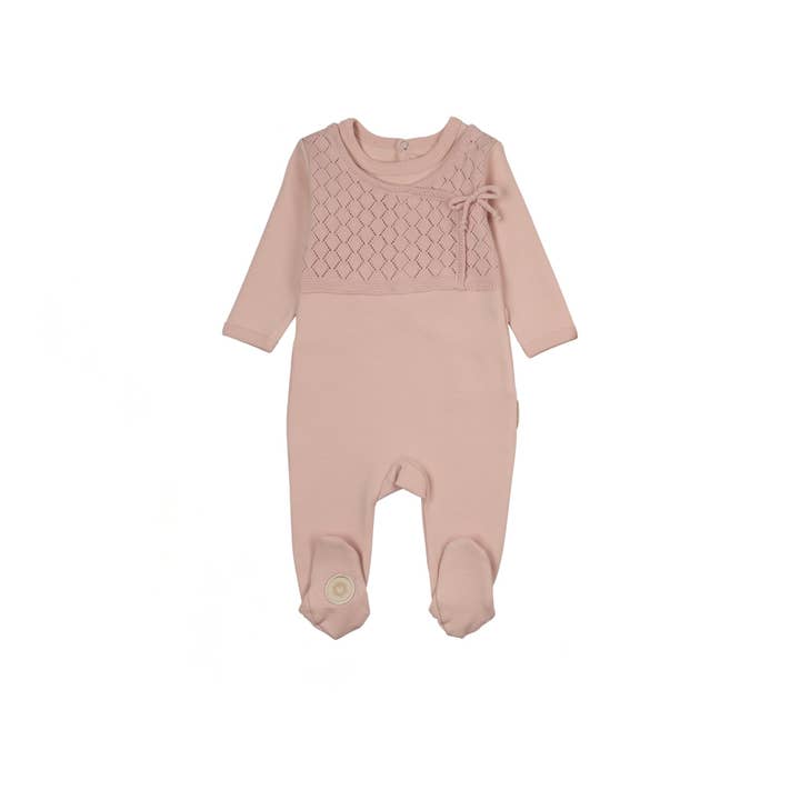 Grenouillère cache-cœur en pointelle pour la vente par Mon Tresor Bebe