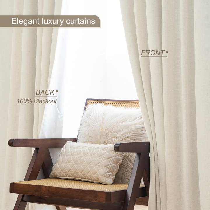 DriftAway - Wholesale Curtain - 100% Blackout Natural Linen Curtains for Bedroom 2 Panels5