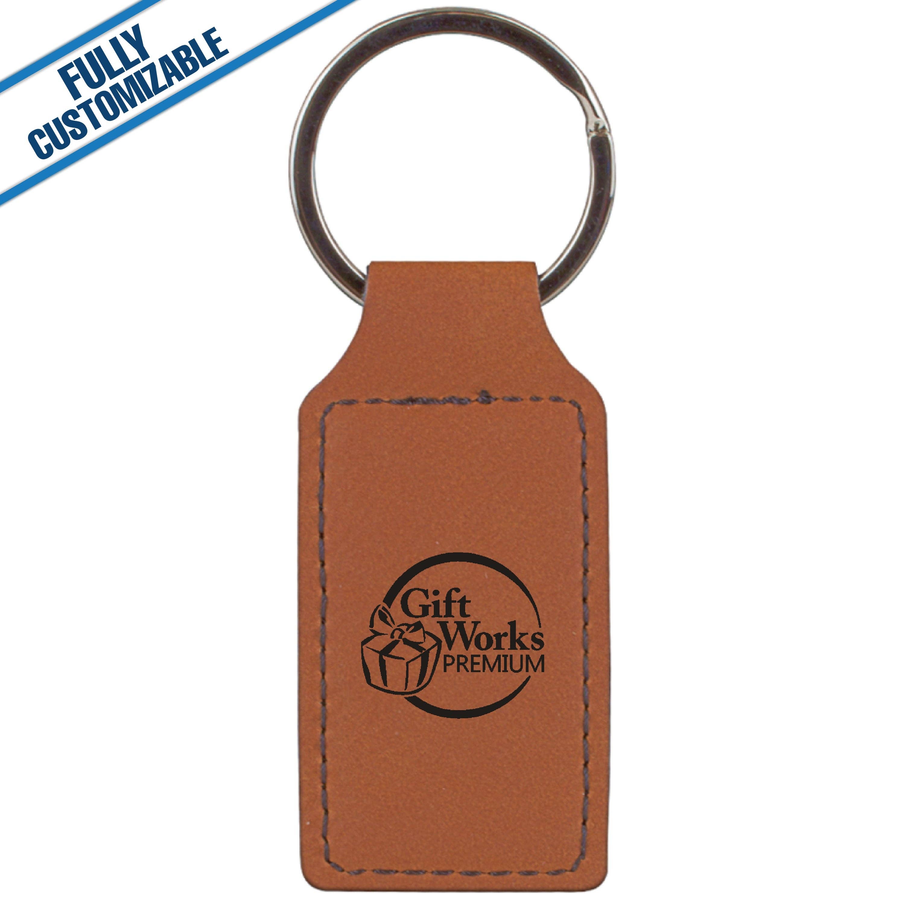 GiftWorksPlus - Vente Porte-clés – unisexe - Porte-clés rectangulaire en similicuir gravé - Entièrement personnalisable1