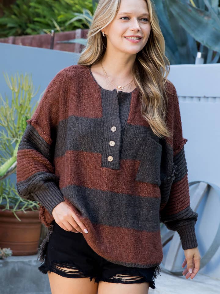 Sweet Lovely by Jen - Wholesale Knit Sweater - Women's - OVERSIZED PULLOVER KNIT SWEATER
