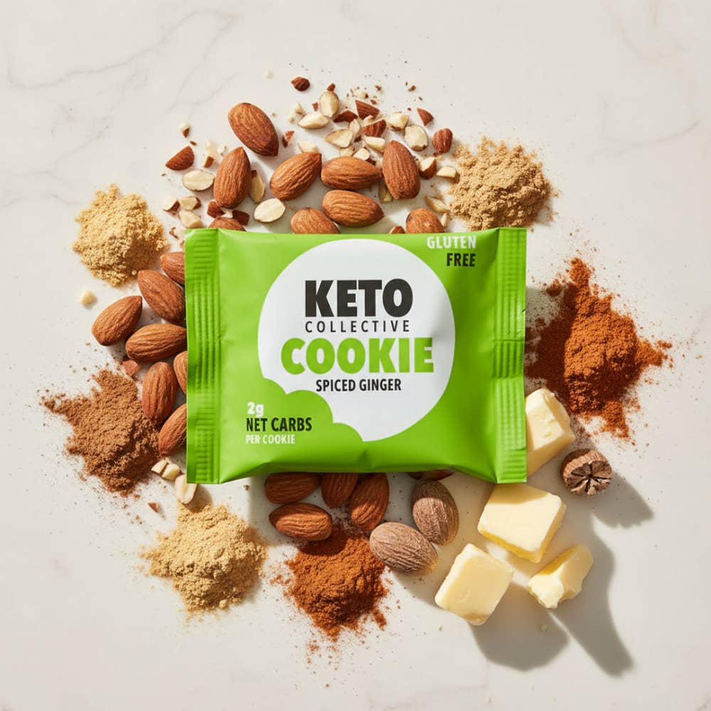 Keto Collective – wholesale Biscuit – KETO COOKIES - SPICED GINGER 2g NET CARBS - 30g COOKIE x12