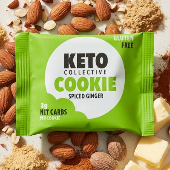 Biscoitos Keto de Gengibre com Especiarias - 2g de Carboidratos Líquidos - 30g, pacote com 12 por atacado de Keto Collective