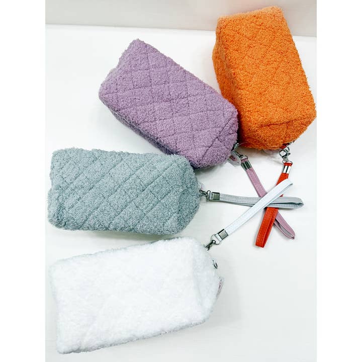 MIX COLOR Soft Plushie Teddy Cloth Light Weight Cosmetic Bag for wholesale on Faire6
