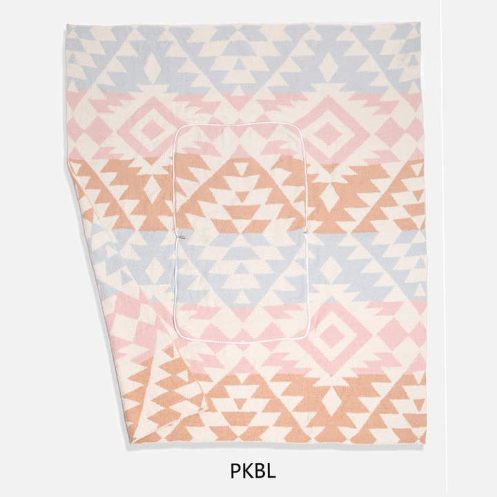 Sensibling Corp. - Wholesale Throw Blanket - 2 IN 1 Reversible Boho Tribal Patterned Blanket / Pillow
5