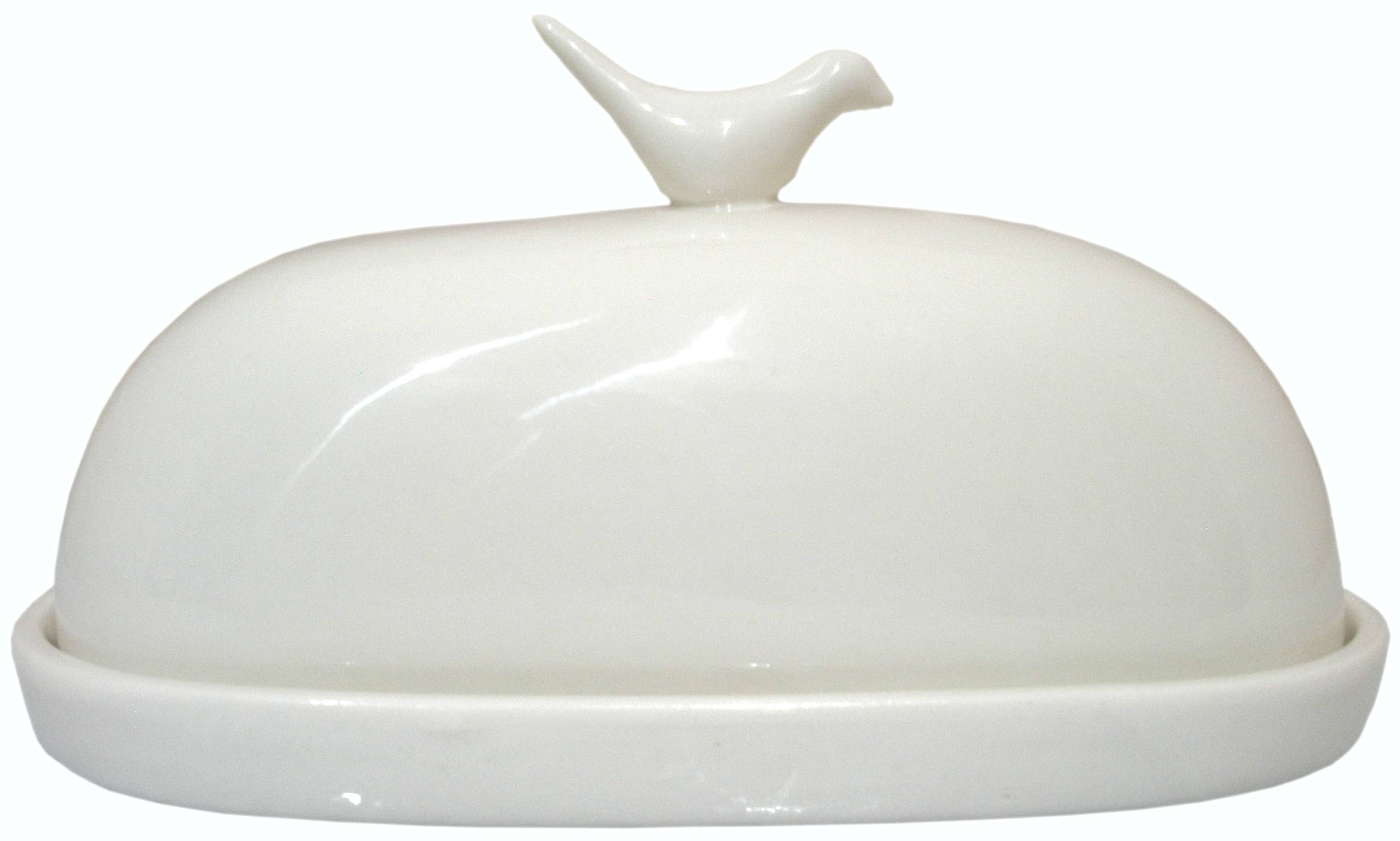 JBK Pottery - Venta al por mayor Platos para mantequilla - Mantequilla de colibrí, color blanco1