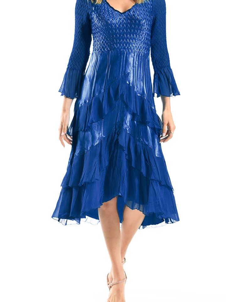 CAD22456SO - Bell Sleeve Ruffle Detail Tiered Dress for wholesale by Komarov