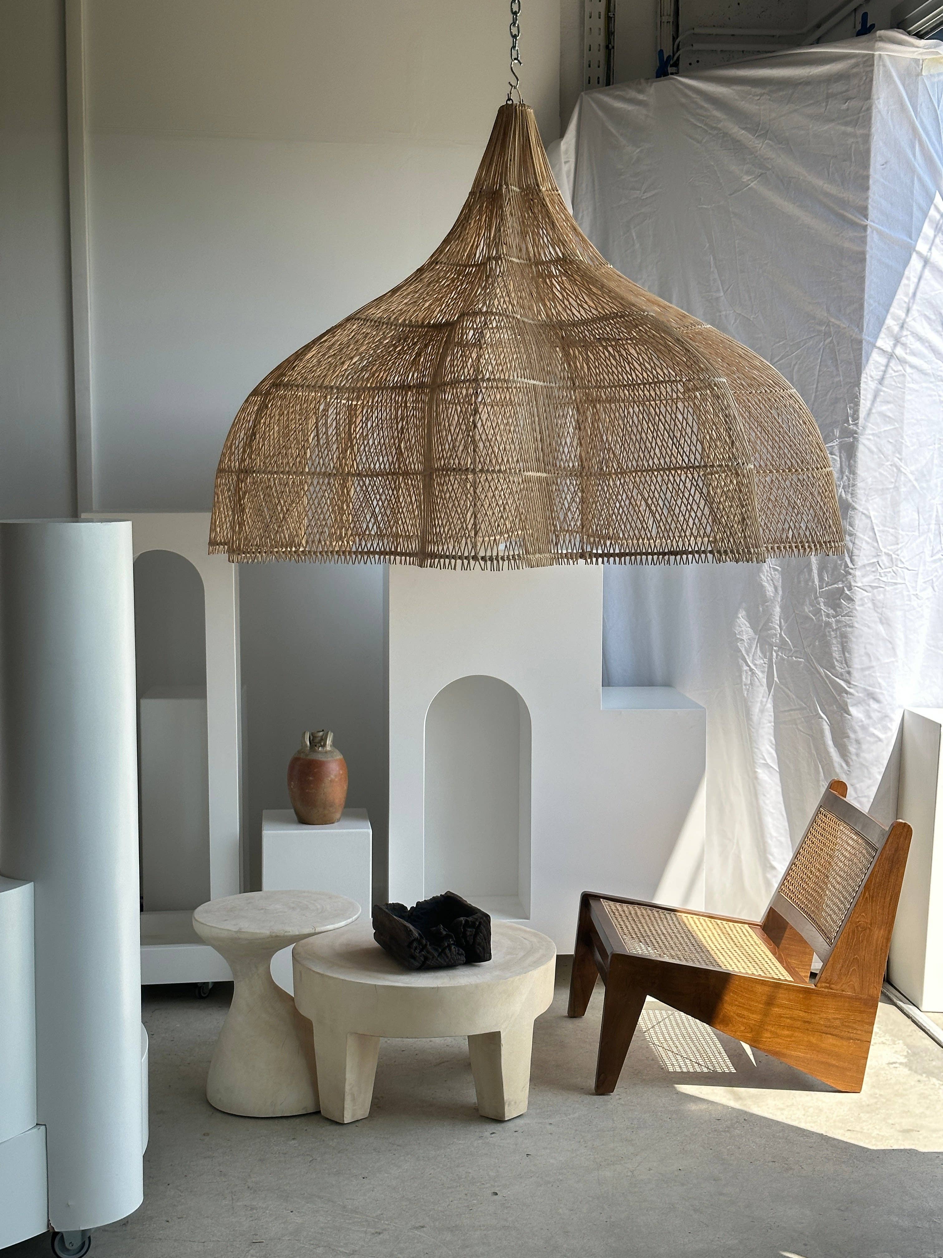 Office Objets - Wholesale Chandelier/Hanging Light - Immense rattan suspension in the shape of a flower, tulip, corolla H:1m; D:1m5074