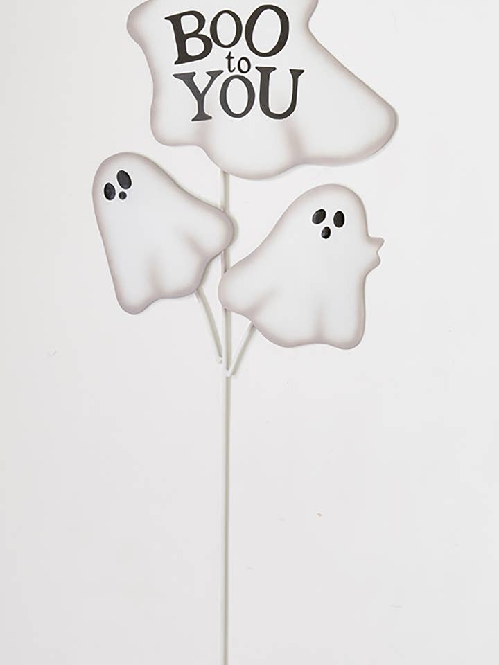 35" Friendly Metal Boo Sign Halloween Ghost Yard Stake for wholesale by WORTH IMPORTS