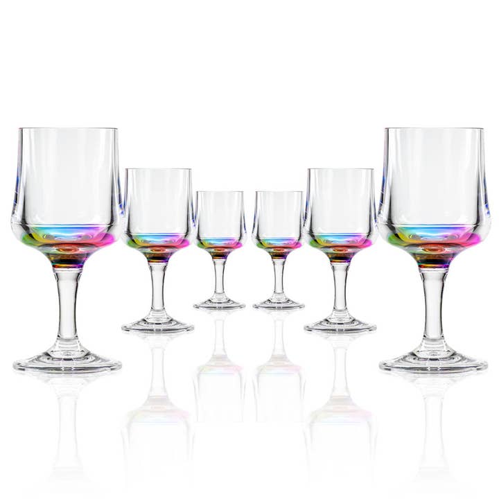 Teardrop 8oz Rainbow Acrylic Wine Stemware | Set of 6 for wholesale by Merritt International
