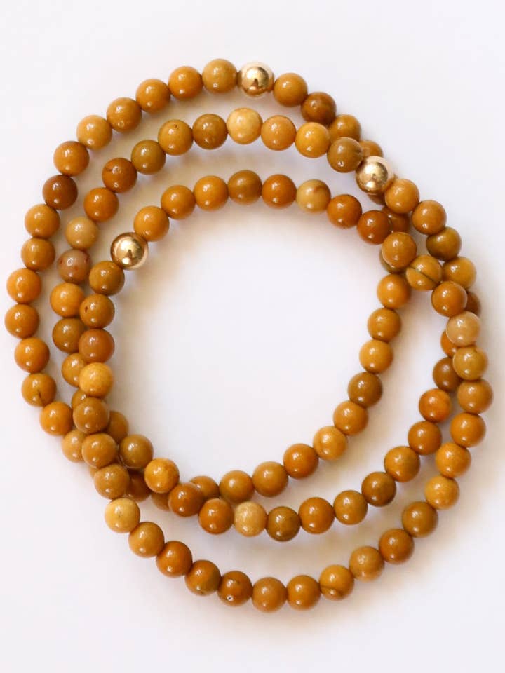 Dainty Mookaite Jasper + 14K Gold Filled Beaded Bracelet for wholesale by CanyonLeaf