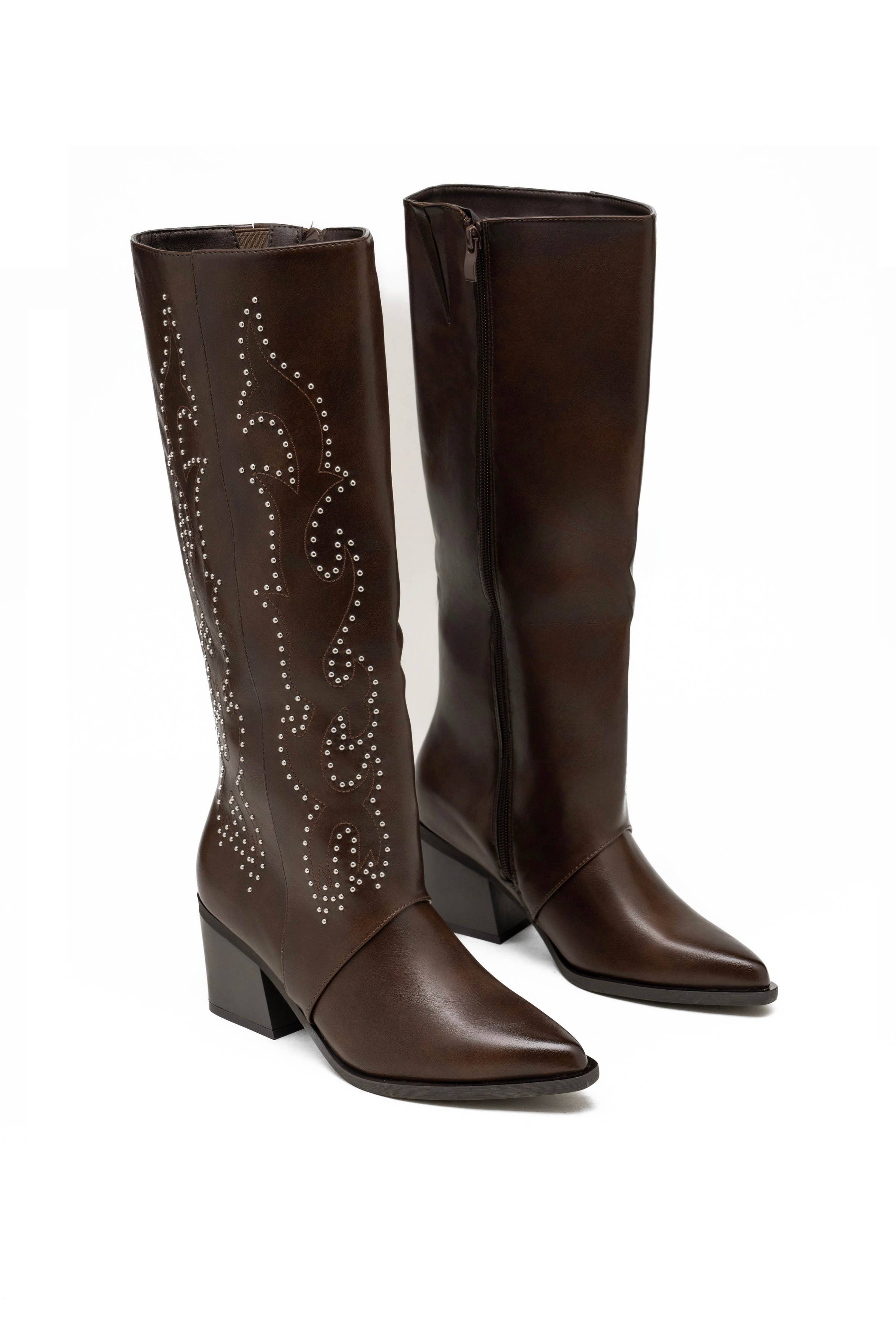 C'M PARIS - Wholesale Cowboy Boots - Women's - Western Boot with Stud Embroidery 92633
