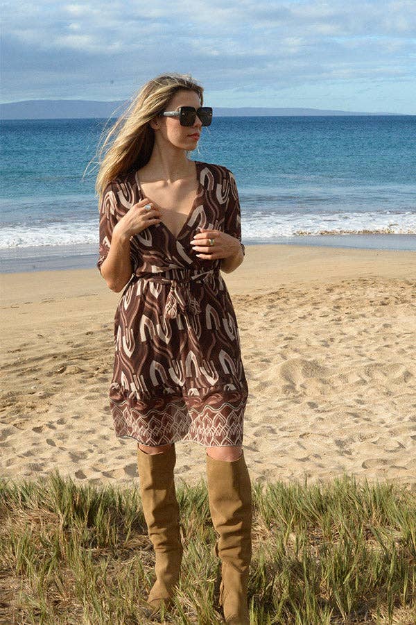 Ambiente - Wholesale Dress - Women's - V-NECK PRINT DRESS - D2023LA0240