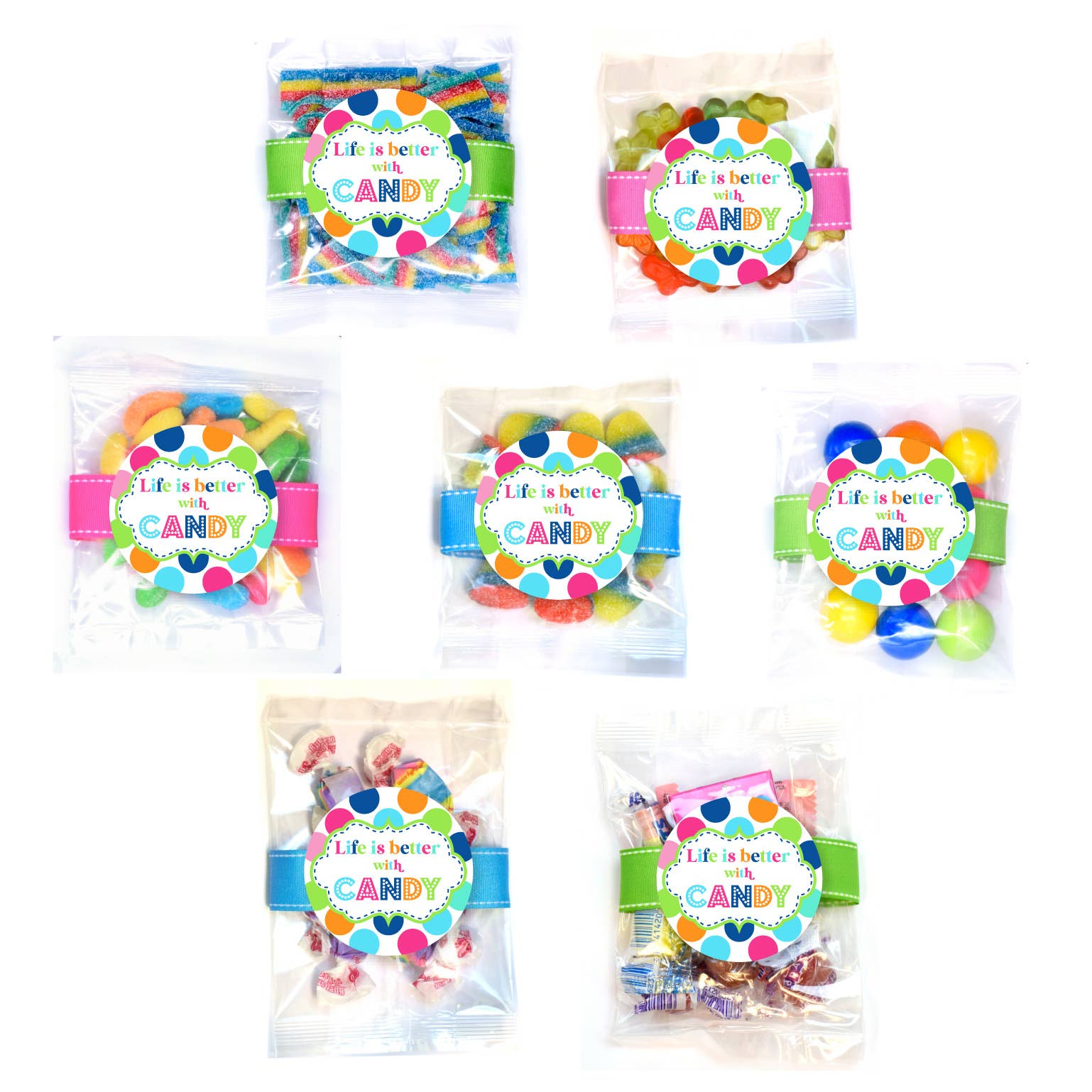 Oh, Sugar! - Wholesale Gummy - Candy Bags - Bright Dot Life is Better... - Small - 42 Bags0