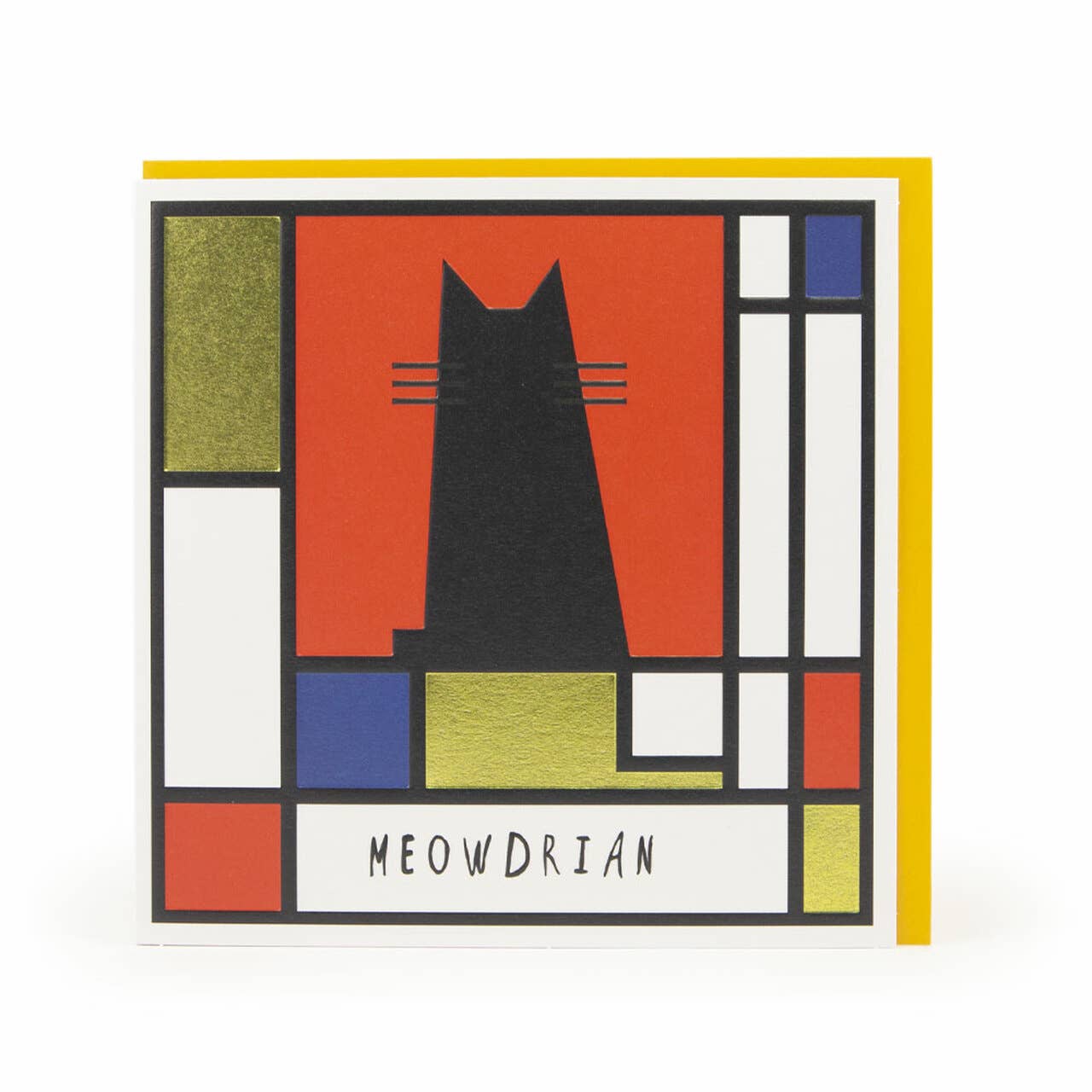 Nelson Line – Großhandel Grußkarten für den Alltag – Meowdrian — Kunstkarte mit Katzenmotiv von Piet Mondrian, 6x60